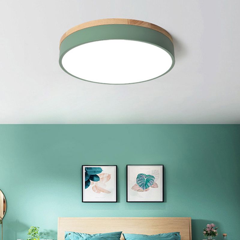 Nordic Round LED Flush Mount Ceiling Light With Wood Finish