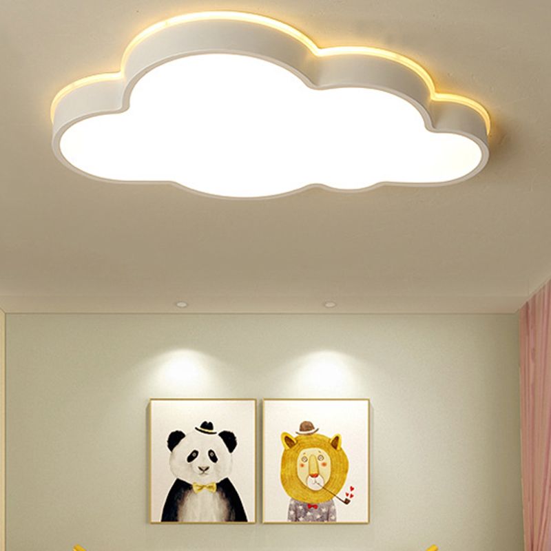 Cloud Inspired Modern Flush Mount Ceiling Light White Metal
