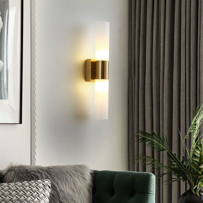 Double Headed Vanity Wall Lamp Glass And Metal Black Gold