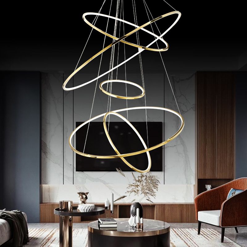 Gold Minimalist Ring Pendant Light For Living Room