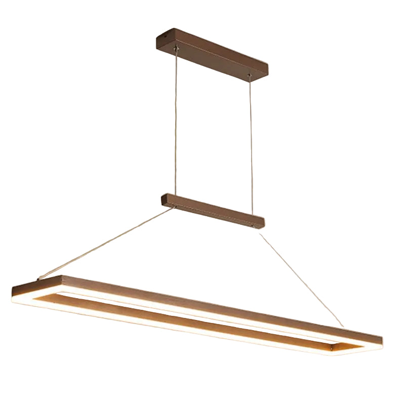 Gold Coffee Rectangular Pendant Light With Ambient Glow