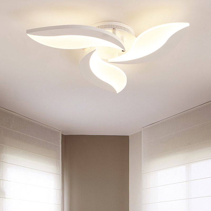 White Floral Art Deco Acrylic Flush Mount Ceiling Light Living Room