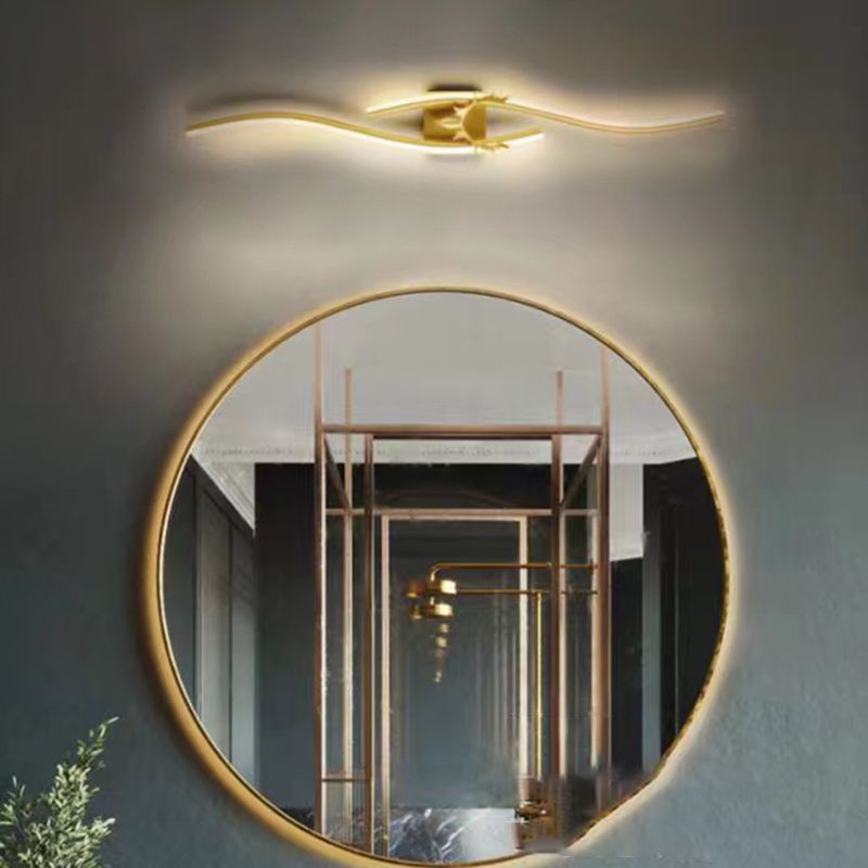 Dimmable Modern Linear Metal Vanity LED Wall Light Black Gold