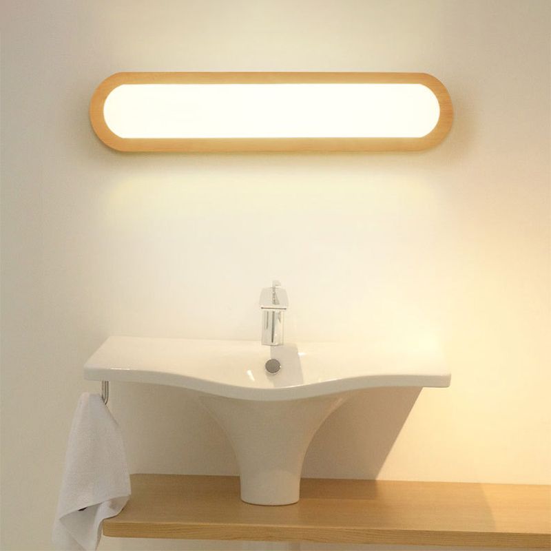 Rectangular Wooden Wall Lamp With Energy Saving Warm White Light