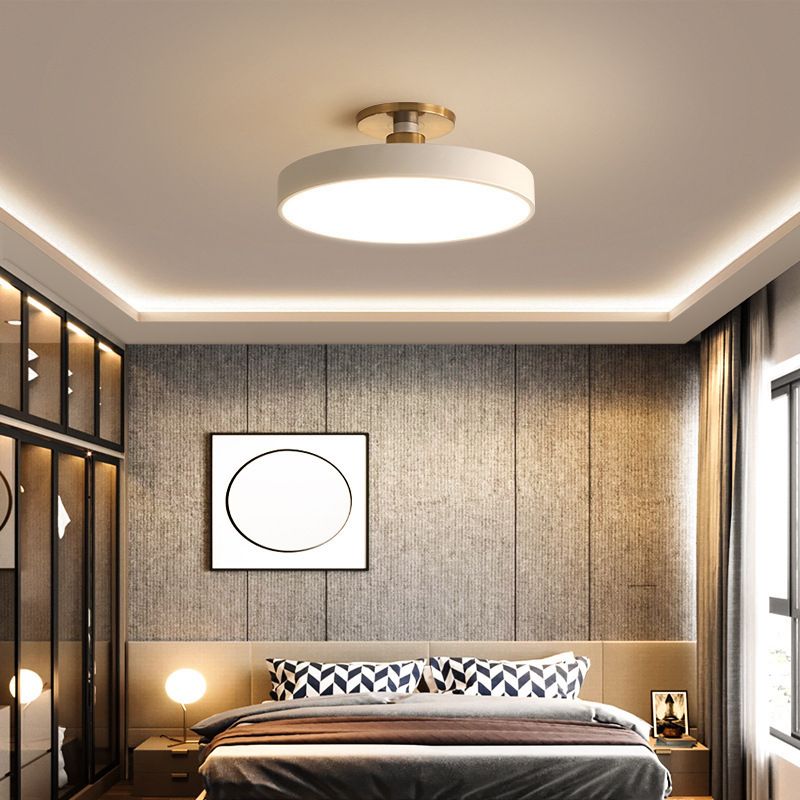 Slim Round Flush Mount Ceiling Light In Black White Gold Dusty Blue