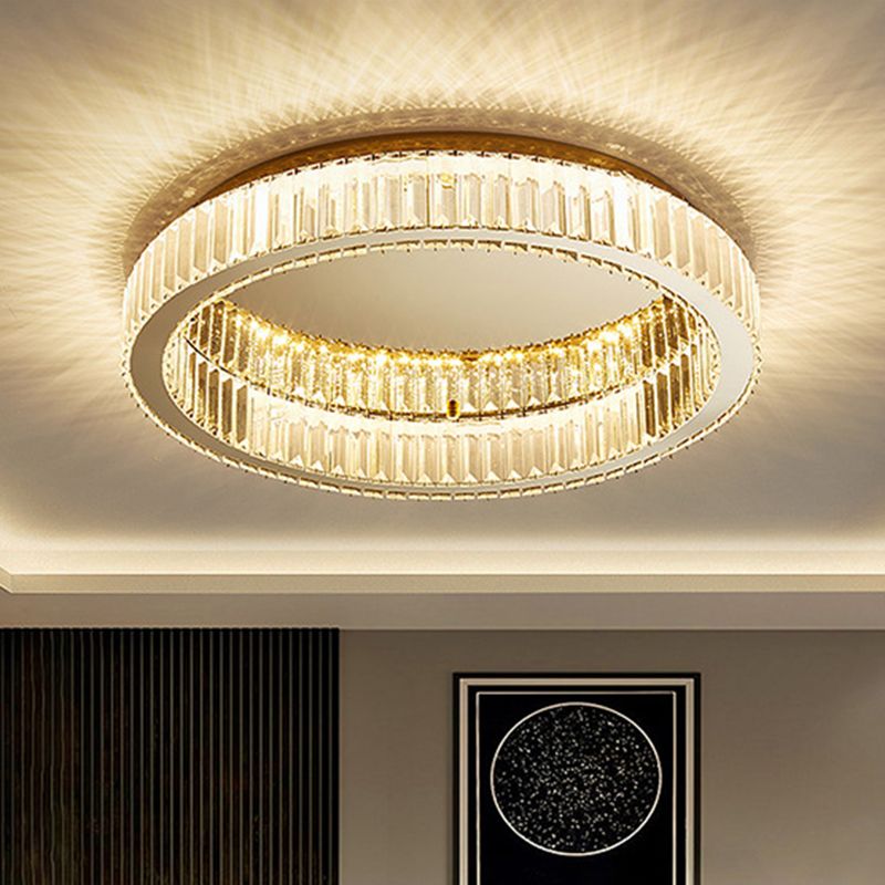 Aurora Circular Crystal Art Deco Flush Mount Ceiling Light Gold