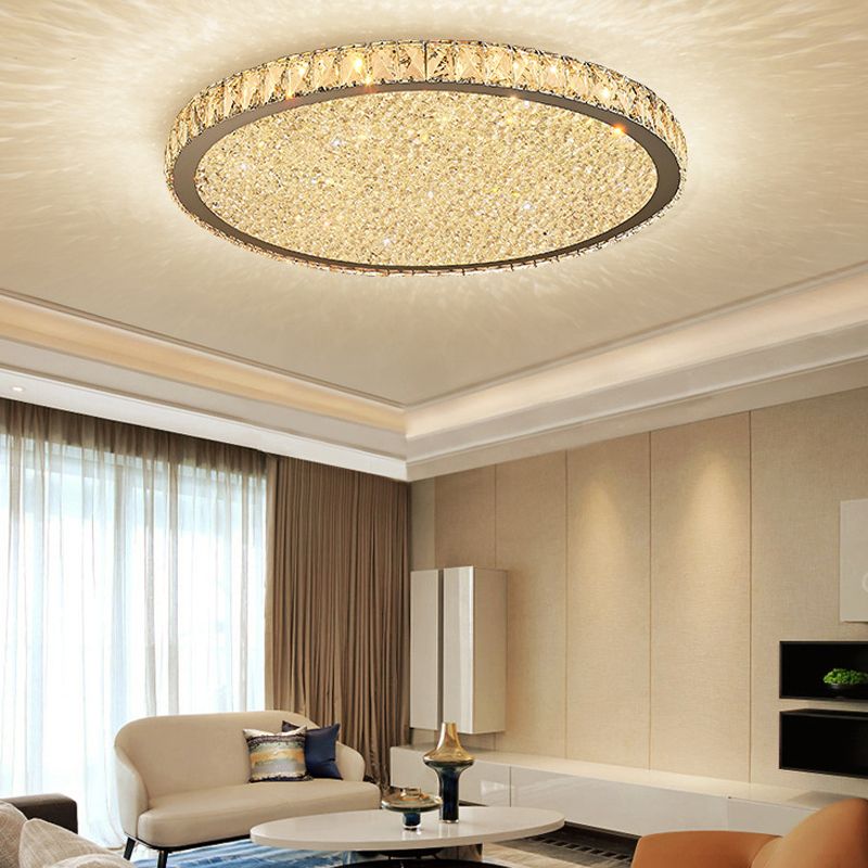 Crystal Ceiling Light With Octagonal Jewel In Gold Or Silver Finish