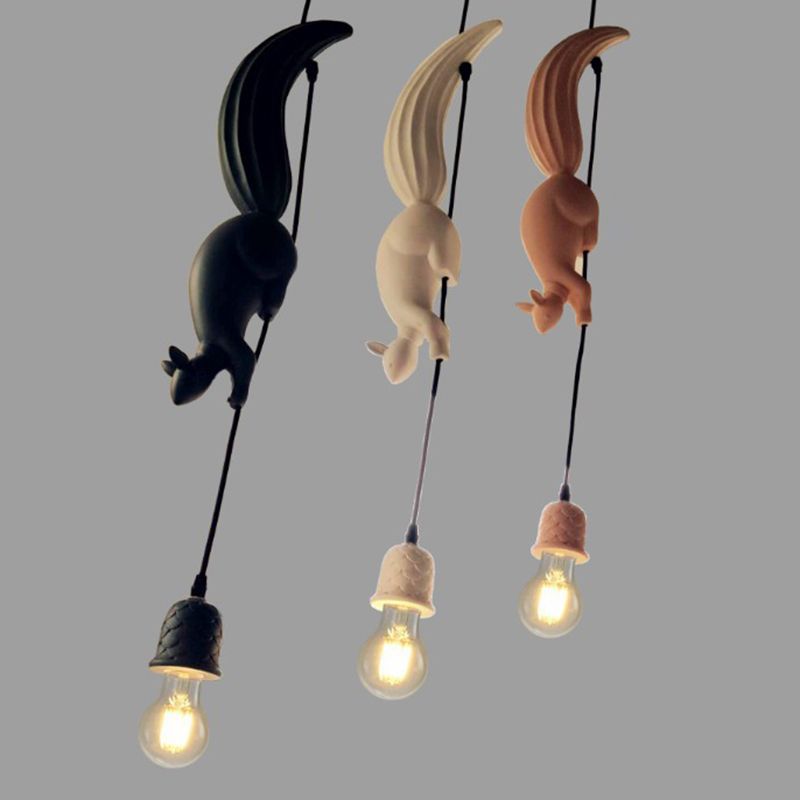 Squirrel Pinecone Resin Pendant Light For Dining Ambiance