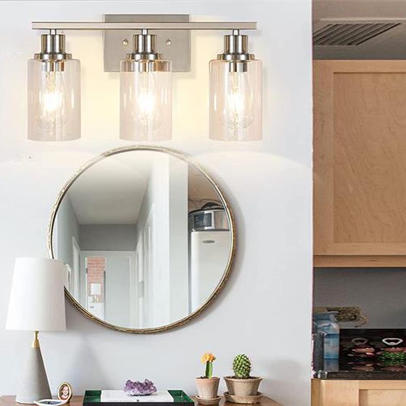 Black Mirror Front Vanity Wall Light In Metal And Glass