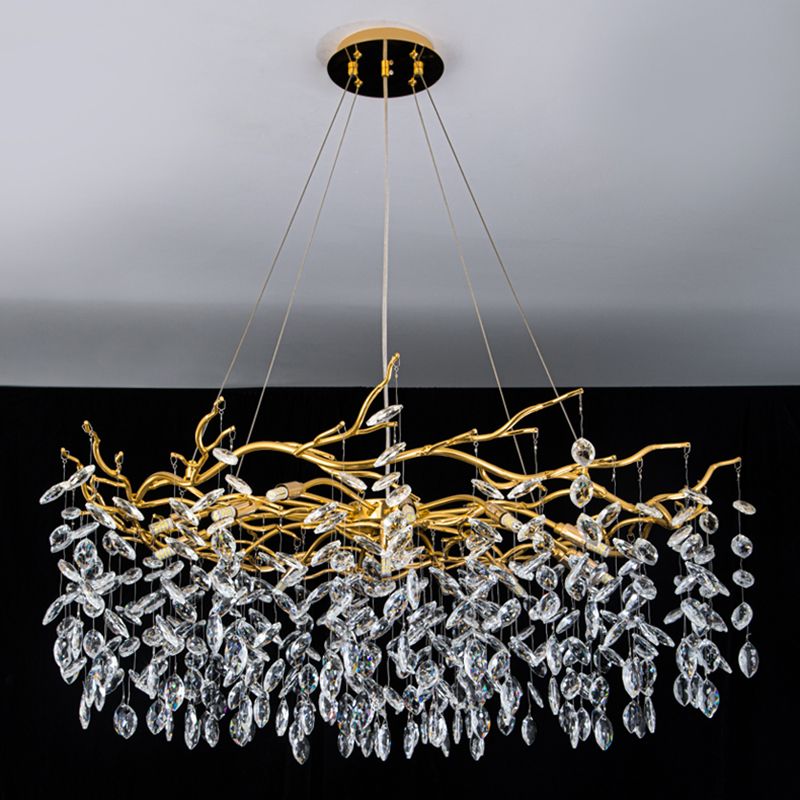 Aurora Gold Glass Crystal Chandelier for Living Room