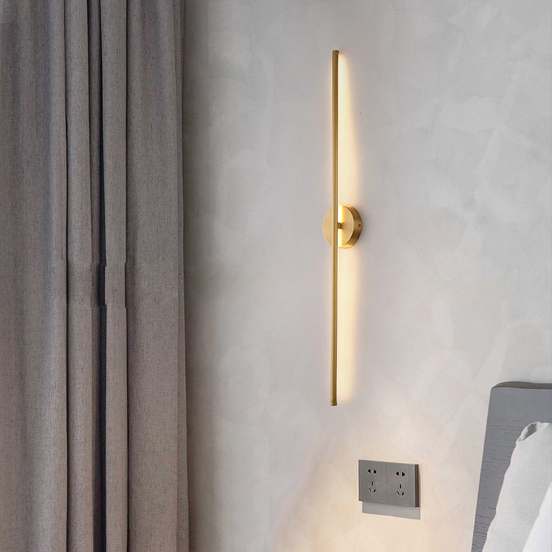 Gold Finish Linear Indoor Wall Light With Metal Frame Dimmable