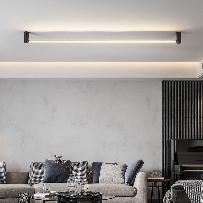 Luminline Lumenline Black Linear Flush Mount Ceiling Light for Hallway – Oak & Halo