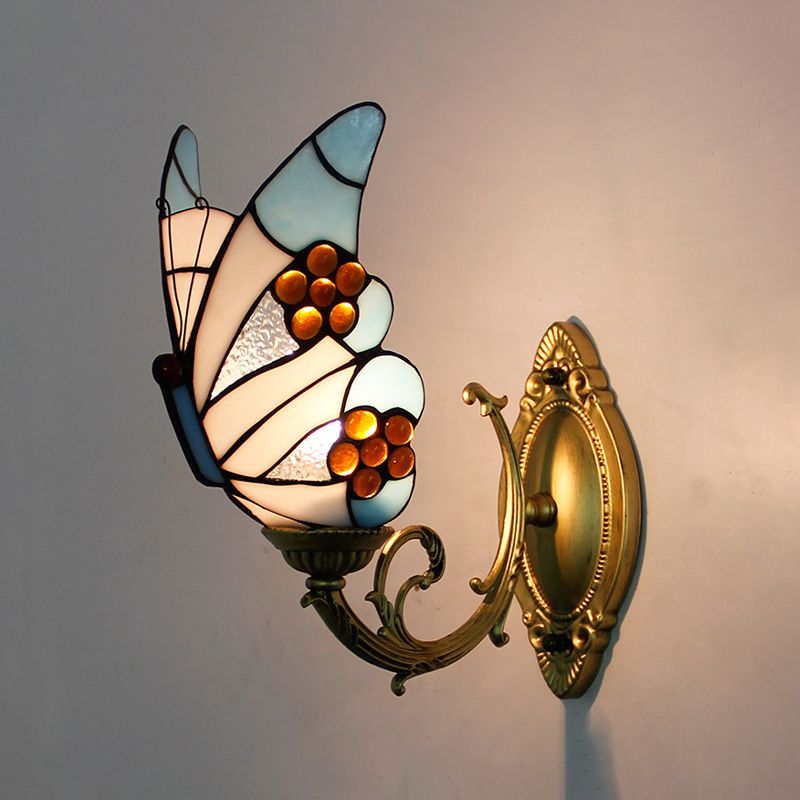 Butterfly Glass And Metal Wall Lamp Multicolour