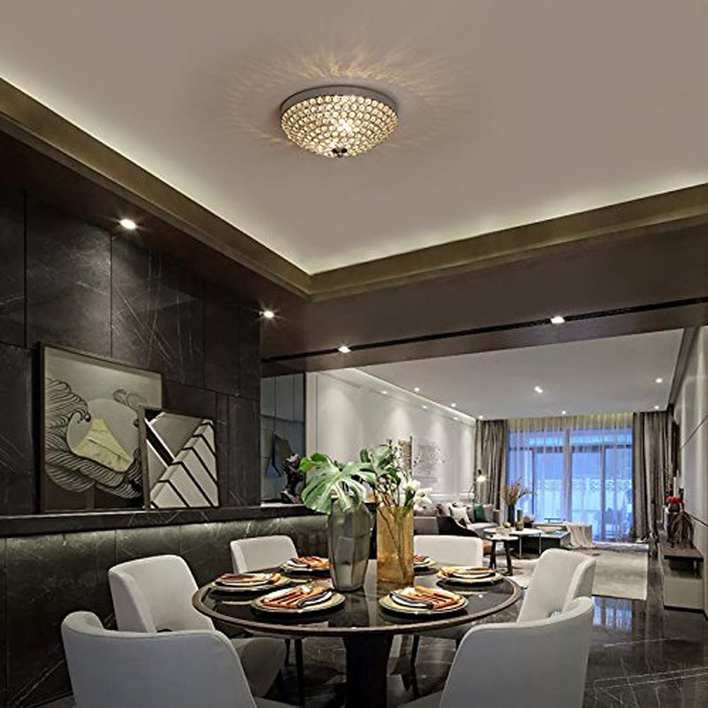 Crystal Glass Flush Mount Ceiling Light For Living Room And Bedroom