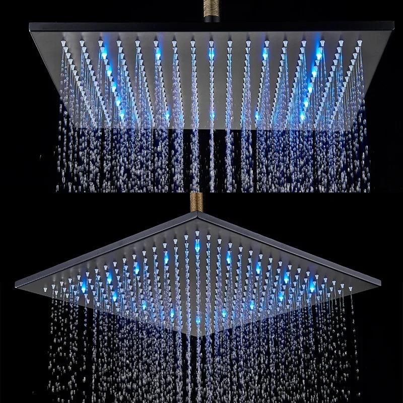 16" Square Stainless Steel Shower Head Colorful LED Rain Shower Light-Rain Shower Heads-Index Bath-Golden-Index Bath