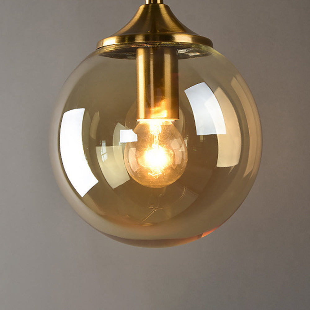 Modern Globe Wall Light In Metal And Glass Grey Amber Clear White