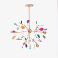 Colourful Agate Crystal Chandelier With Branching Gold Arms
