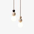 Sphere Cluster Yellow Travertine Pendant Light Warm Glow