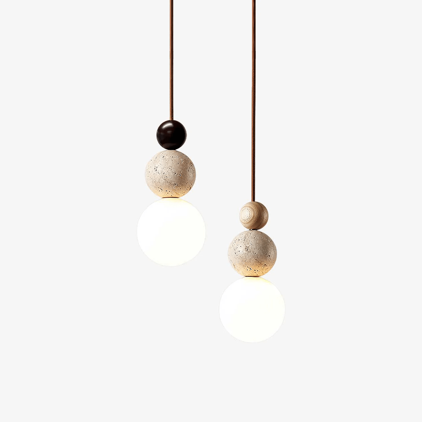 Sphere Cluster Yellow Travertine Pendant Light Warm Glow