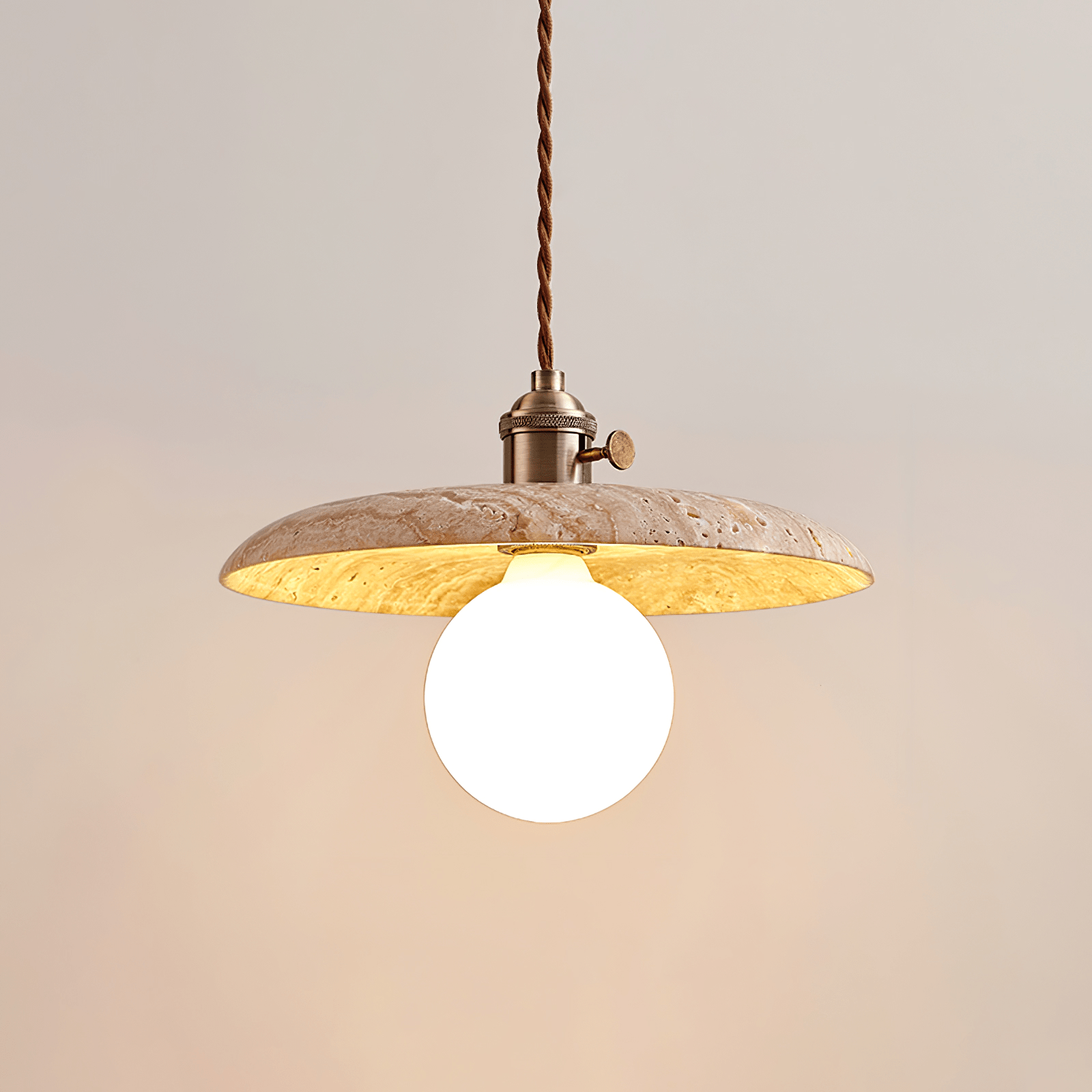 Travertine Pendant Light With Soft Ambient Glow