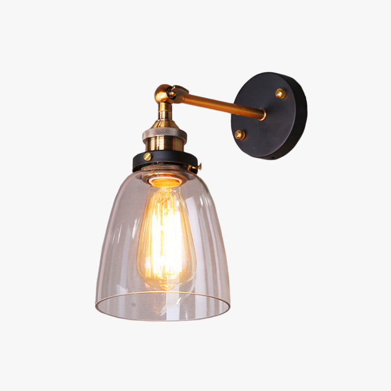 Black Vintage Inspired Wall Lamp With Glass And Metal