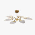 Gilded Art Deco Leaf Metal Chandelier
