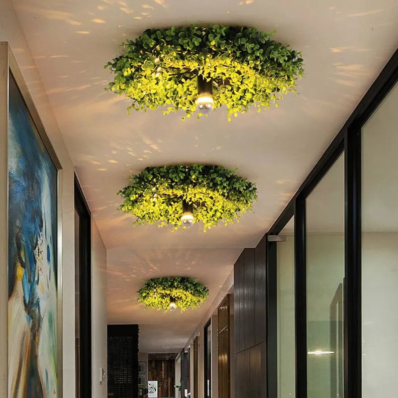 Metal Frame Birds Nest Ceiling Light With Artificial Grass