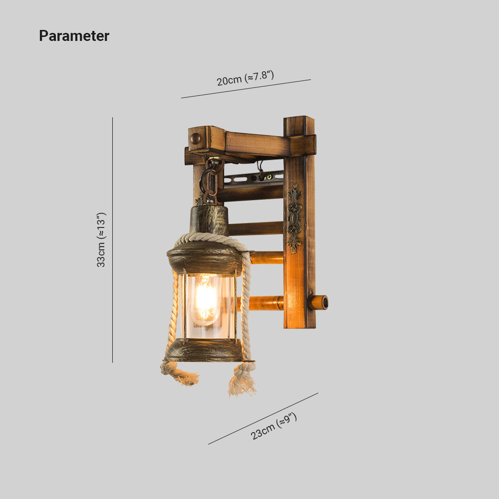 Wood And Metal Vintage Lantern Wall Light
