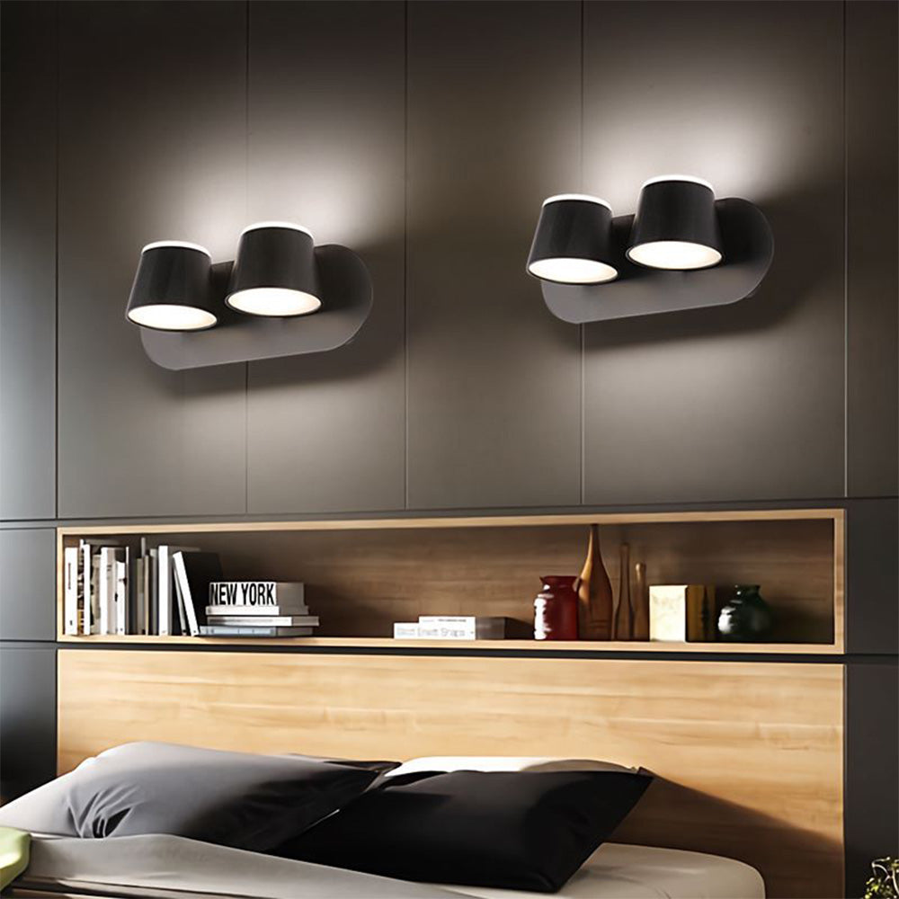Matte Black Cylindrical Mirror Front Wall Light