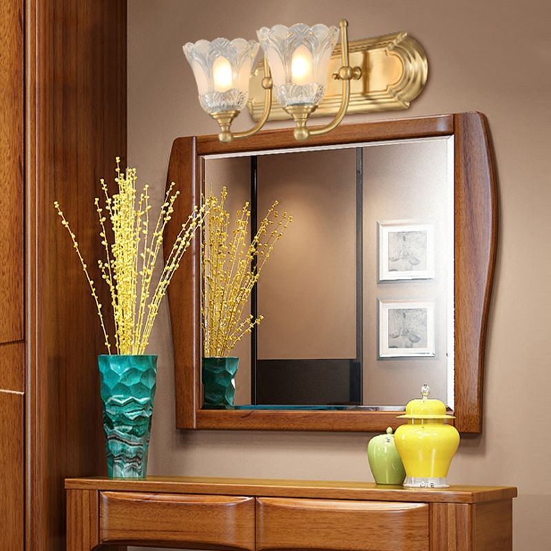 Handcrafted Floral Gold Metal Vanity Wall Lamp