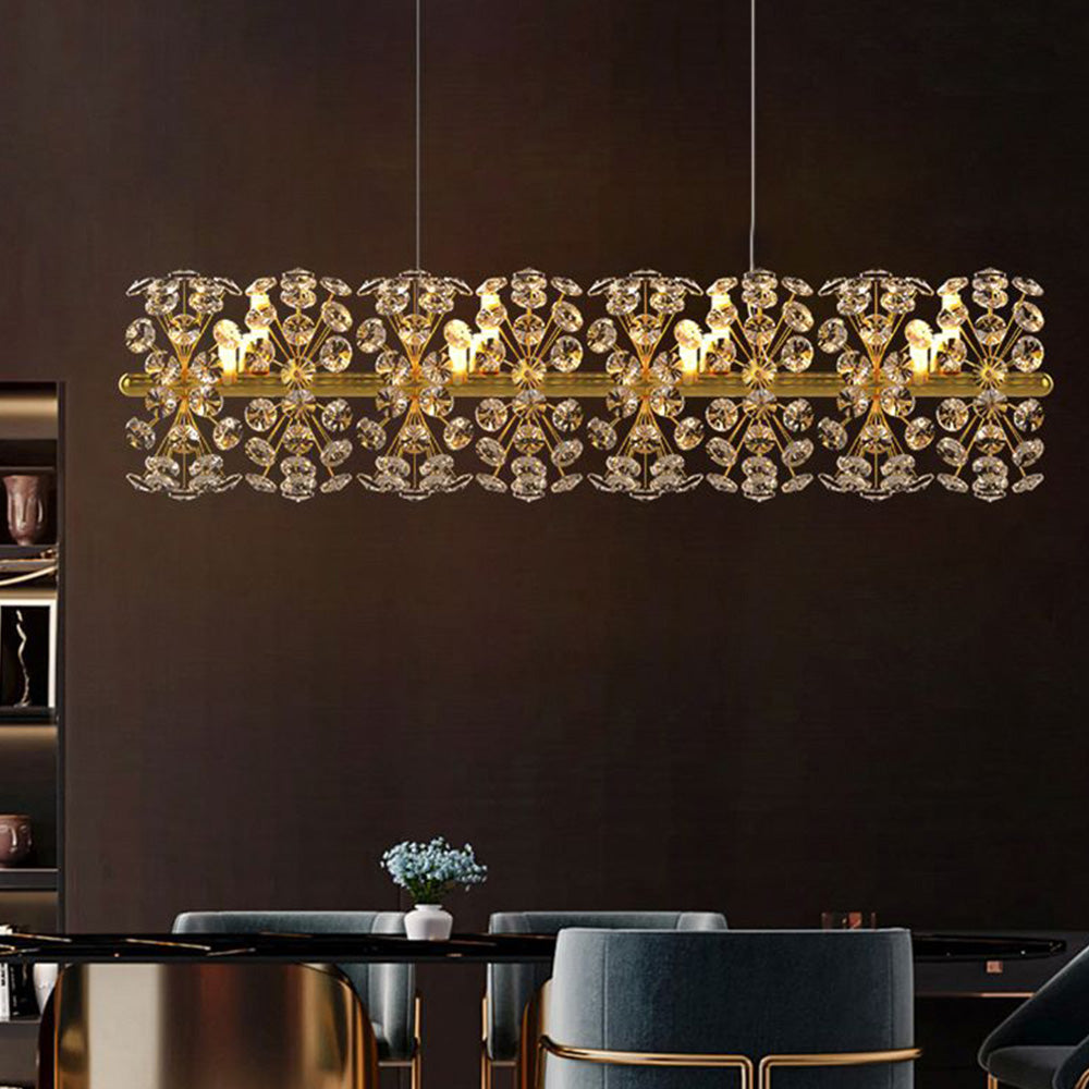 Gold Crystal Flower Chandelier With Metal Frame