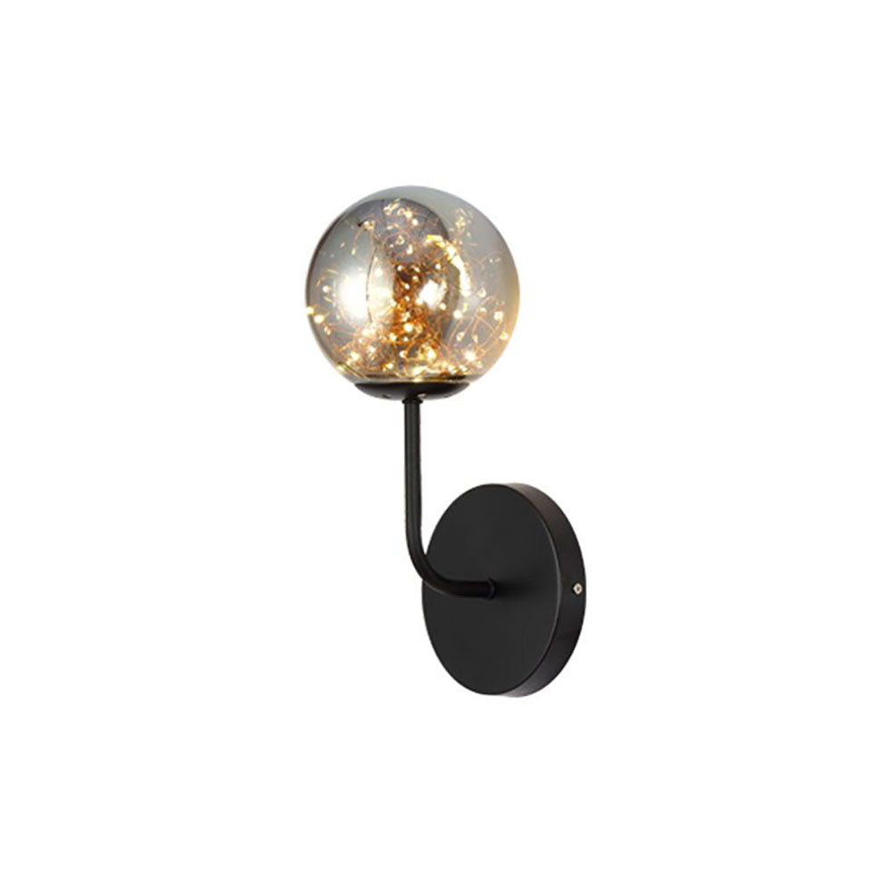 Starry Globe Wall Light Black And Gold Art Deco Bedroom Lamp