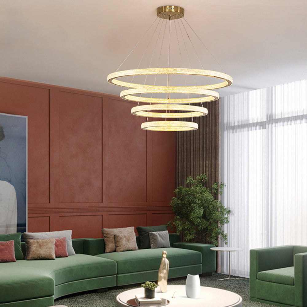 Gold Contemporary Ring Pendant Light For Living Room