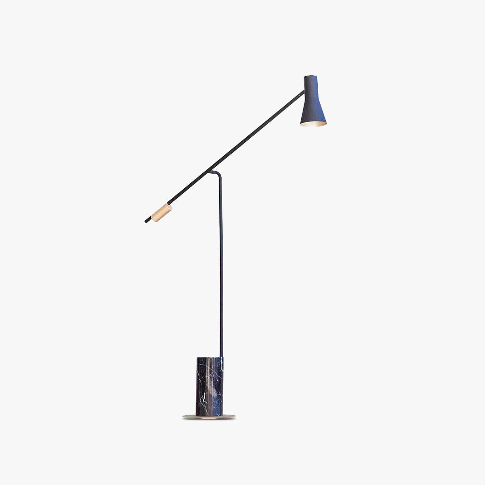 Hat Shape Nordic Floor Lamp In Marble And Black Metal
