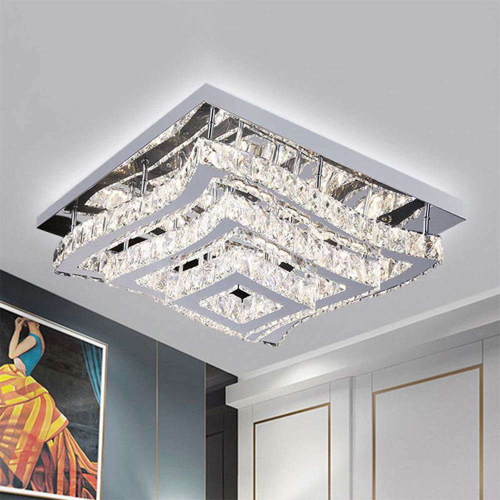 Asteria Square Glass And Metal Flush Mount Ceiling Light Living Room