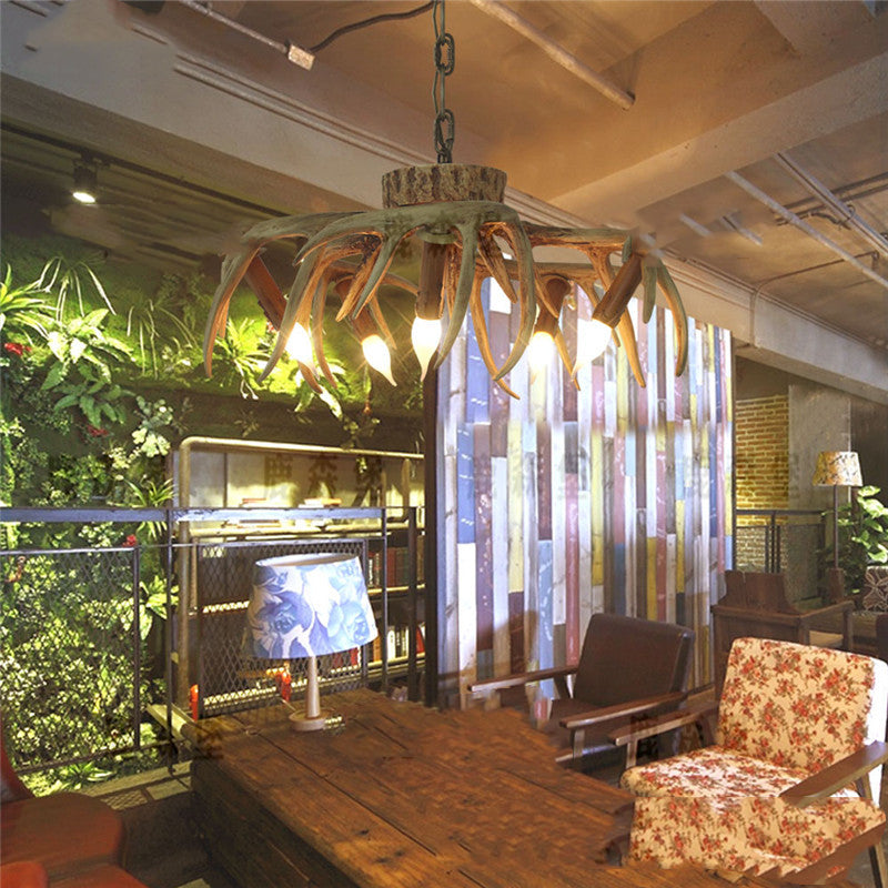 Warm Resin And Metal LED Pendant Light For Bedroom