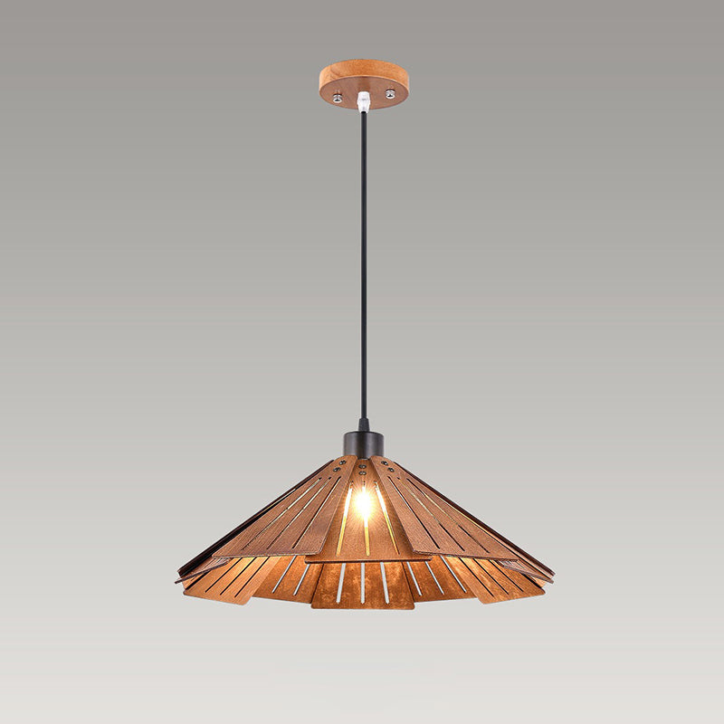 Retro Pendant Light in Metal and Wood Modern Fixture