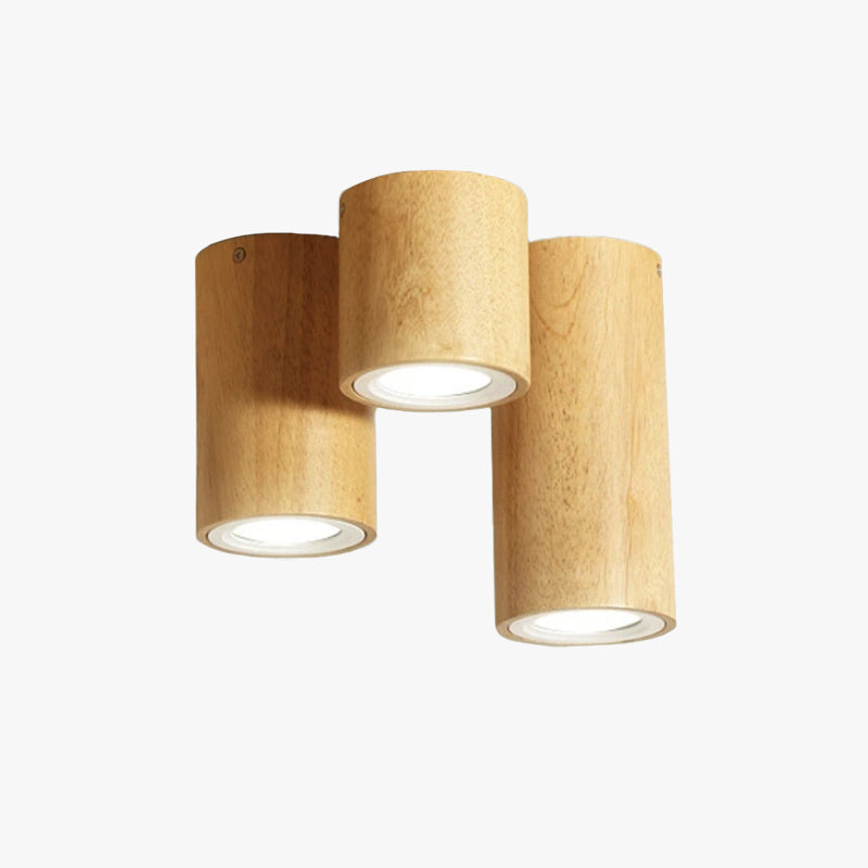 Waterproof Cylindrical Wooden Ceiling Light For Corridors And Balconies