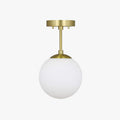 Sphere Glass Semi Flush Mount LED Ceiling Light Black Or Gold Accents