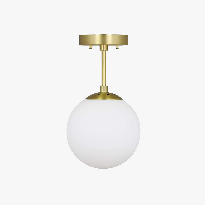 Sphere Glass Semi Flush Mount LED Ceiling Light Black Or Gold Accents
