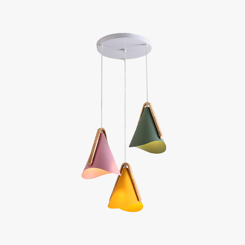 Wood and Metal Cone Pendant Light For Warm Ambience