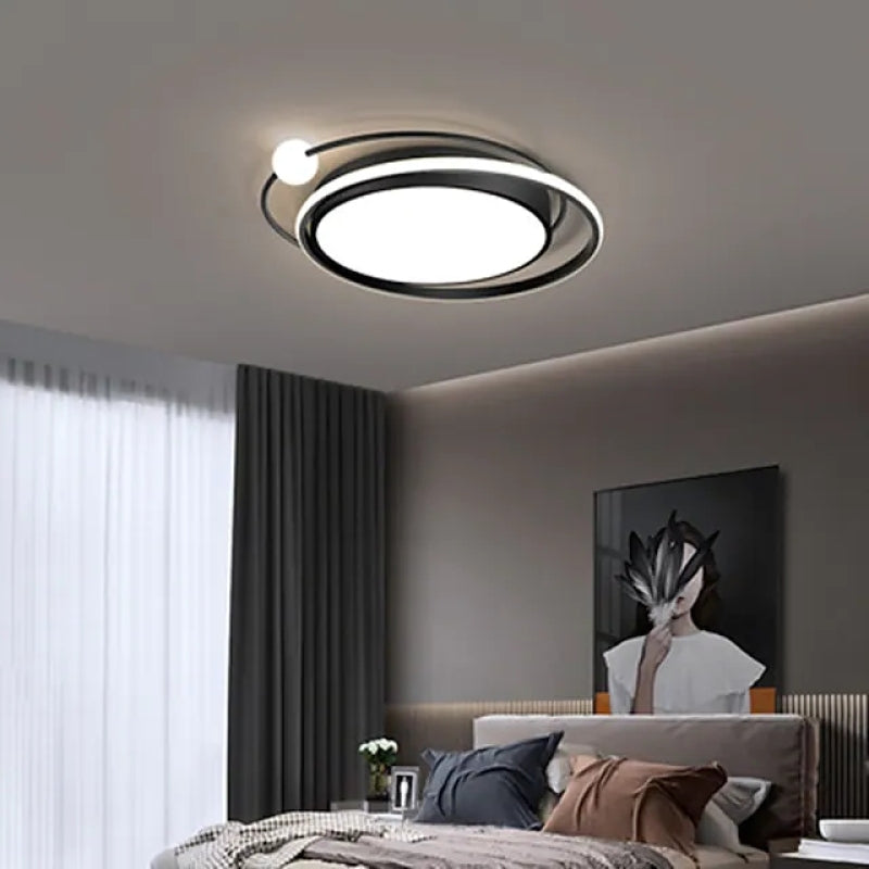Nova Orbit Multi Ring Flush Mount Ceiling Light Black Gold