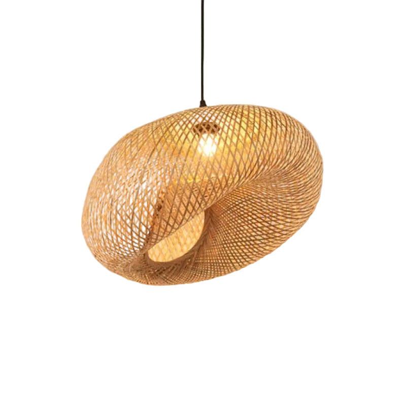 Suspension Bambou Tissée Lumière Zen Ambiance Naturelle