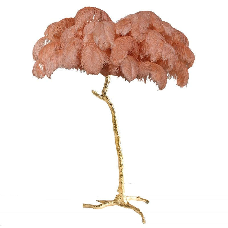 Nordic Luxe Ostrich Feather Floor And Table Lamp With Warm Light