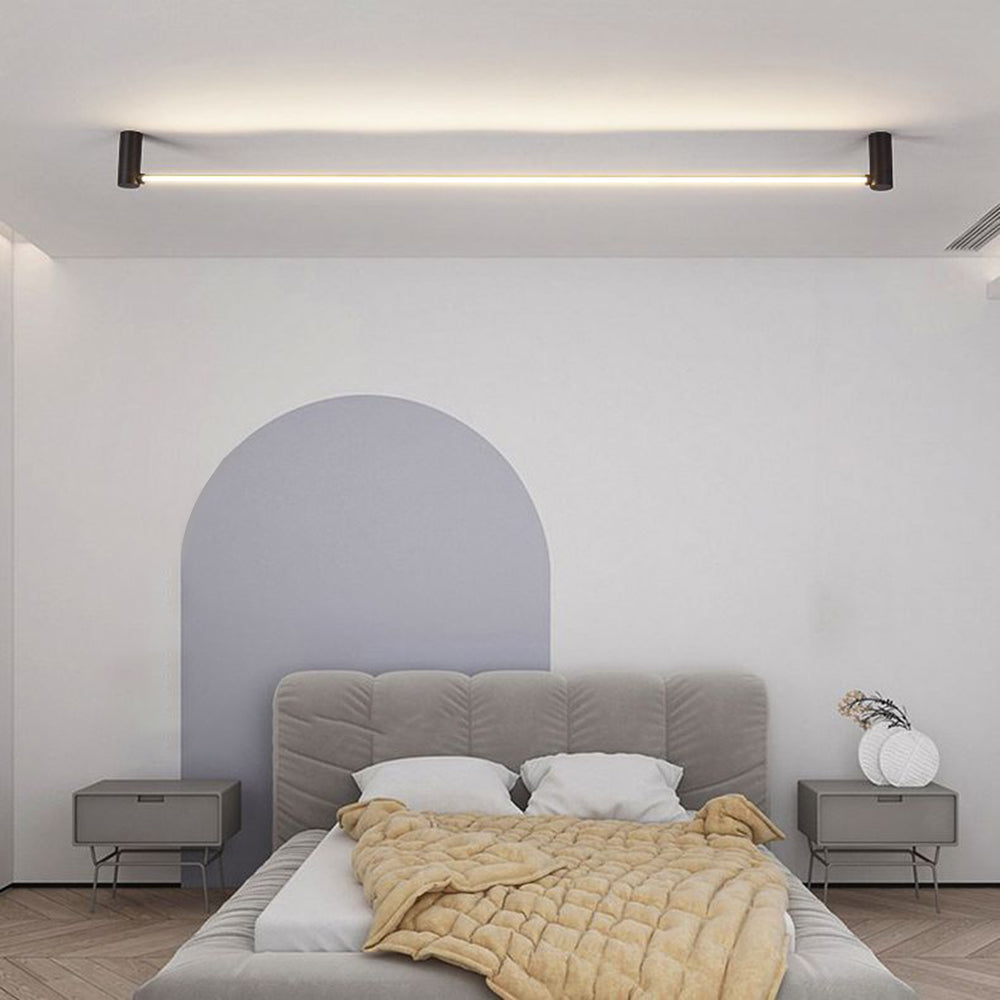 Luminline Lumenline Black Linear Flush Mount Ceiling Light for Hallway – Oak & Halo