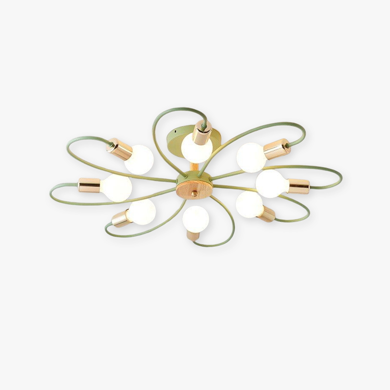 Elegant Metal And Glass Flush Mount Ceiling Light Grey Green