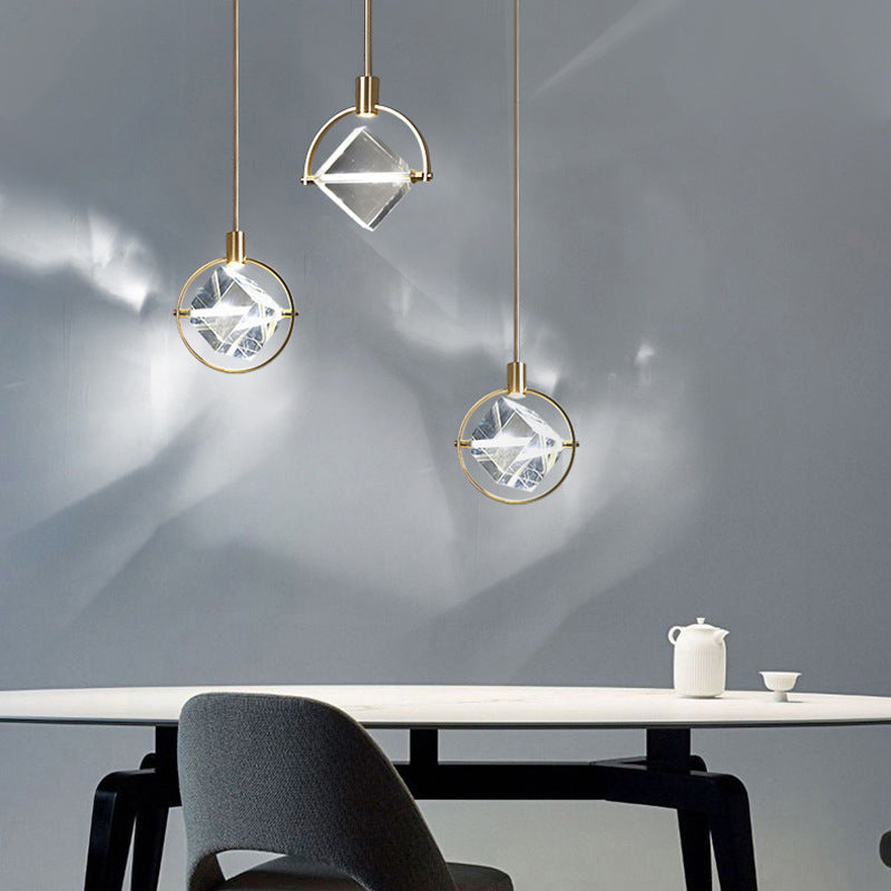 Geometric Crystal Pendant Light With Gold Finish