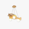 Vintage Airplane Wood Pendant Light With Natural Finish