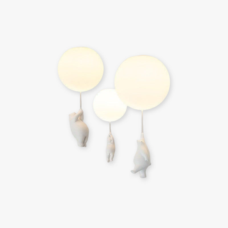 Bear Balloon Nursery Flush Mount Light With Milky Glow