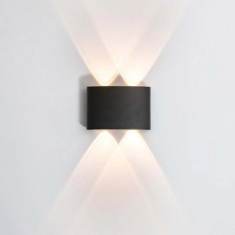 Rectangular Outdoor Wall Light Metal Black And White Waterwave Finish